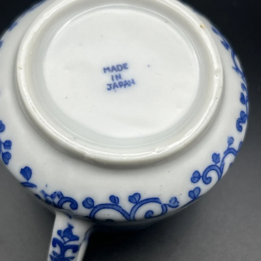 VTG Morimura Brothers Blue Phoenix Tea Pot and Sugar Set Blue White Floral JAPAN